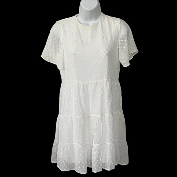 ALTAR’D State Size XS Tiered Dress Rosie Flutter Sleeve Ivory Swiss Dot NEW - Picture 2 of 12
